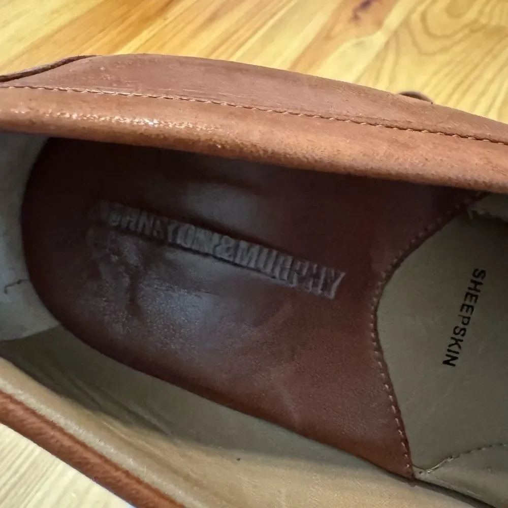 Johnston & Murphy Cresswellven Loafers Shoes 20-8470 Cognac Sz 9.5 M SheepSkin
